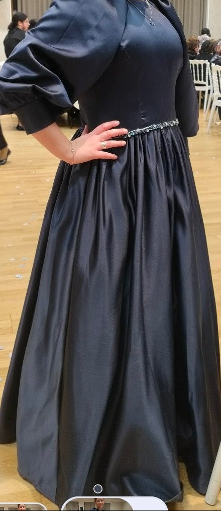 Navy satin teen gowns in 4 sizes