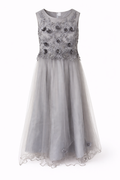 Sleeveless gray gown