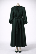 Green satin midi dress