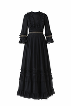 Elegant black tiered gown for teen