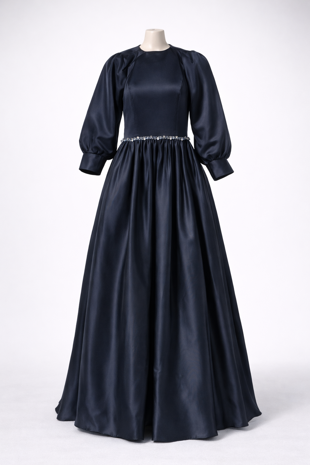 Navy satin teen gowns in 4 sizes