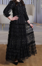 Black ankle-length wedding gown